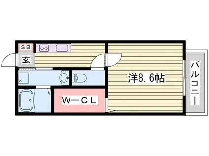 マメゾンI(1K/1階)の間取り写真