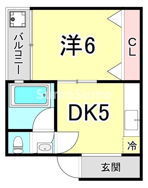 小林マンション(1DK/2階)の間取り写真