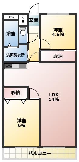 パーマーク戸田(2LDK/4階)の間取り写真
