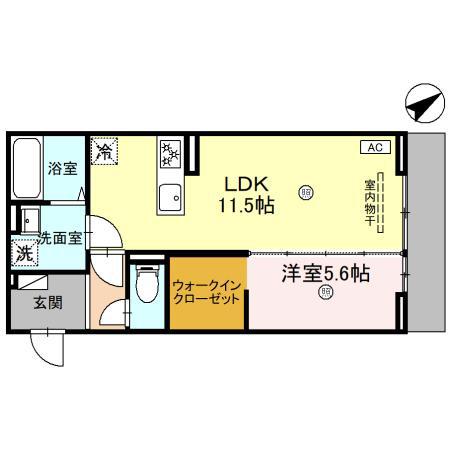ルグラン龍野 (1LDK/1階)の間取り写真
