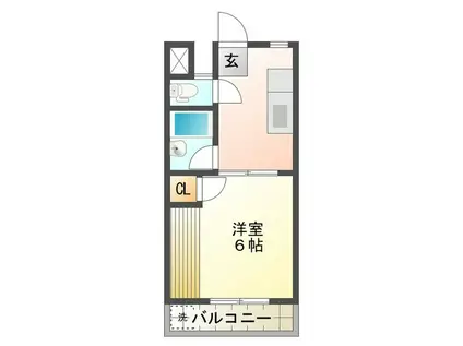 コーポ牛場(1DK/2階)の間取り写真