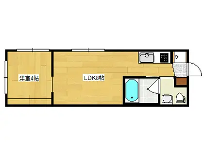 ニホコーポラスII(1LDK/1階)の間取り写真