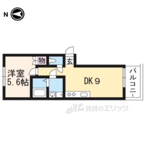 しら川小路(1DK/2階)の間取り写真