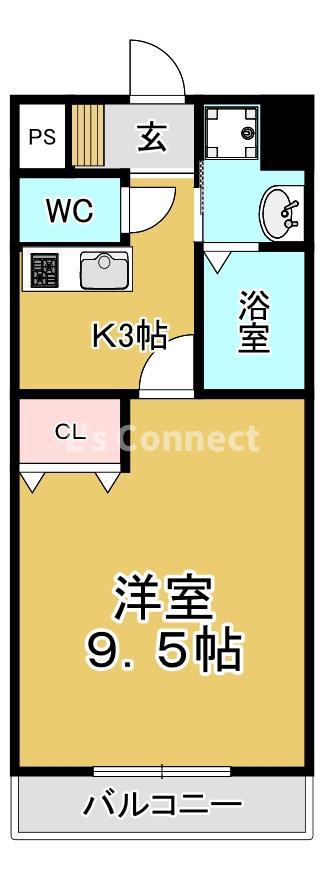 プログレス八乙女(1K/2階)の間取り写真