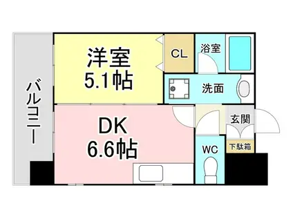 ラ・ヴェリテ鍛冶町(1DK/3階)の間取り写真