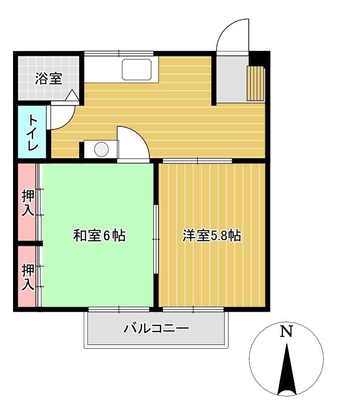 ニューシティA(2DK/2階)の間取り写真