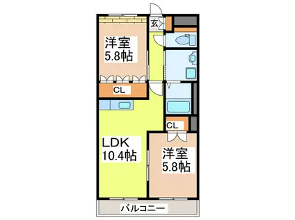 エクセレント桜マンション(2LDK/3階)の間取り写真