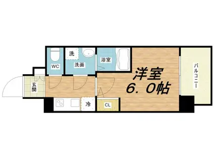 エスリードレジデンスグラン大阪福島ノース(1K/4階)の間取り写真