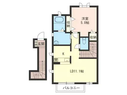 サンアイハイム(1LDK/2階)の間取り写真