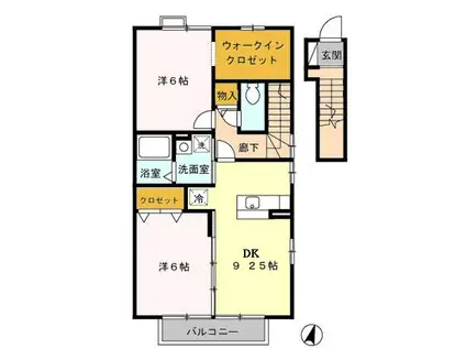 フレールII(2DK/2階)の間取り写真