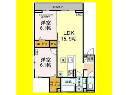 セレーノ北安東 B棟(2LDK/1階)の間取り写真