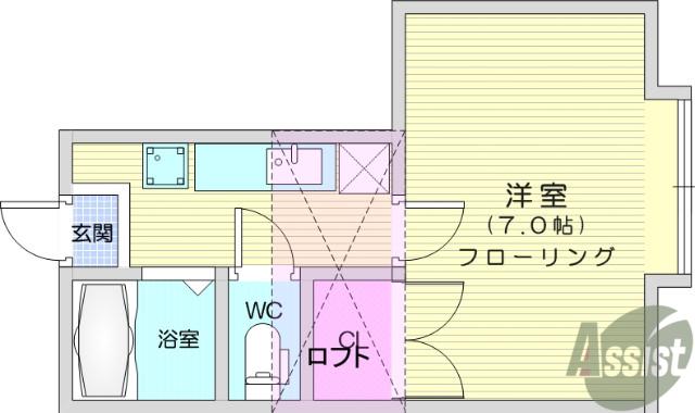 ホワイトキャッスル35番館(1K/1階)の間取り写真