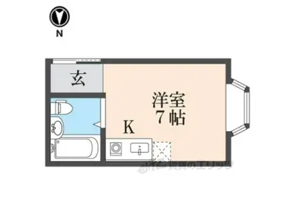 スクエアあき(ワンルーム/2階)の間取り写真