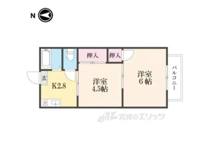 サンシティ藤戸A棟(2K/1階)の間取り写真