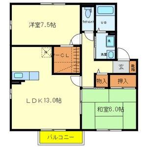 ウェイサイドⅡ(2LDK/2階)の間取り写真