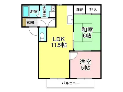 ルミエールB(2LDK/2階)の間取り写真