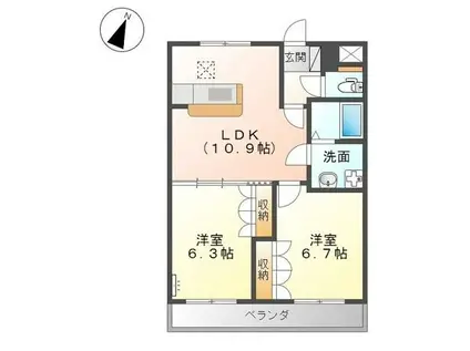 プロニティーMABI(2LDK/1階)の間取り写真