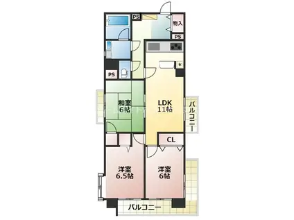 ロマネスク坪井(3LDK/4階)の間取り写真