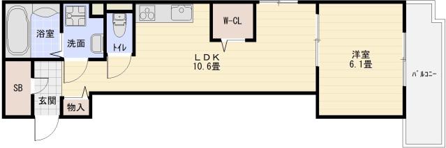 コルヌコピア(1LDK/1階)の間取り写真