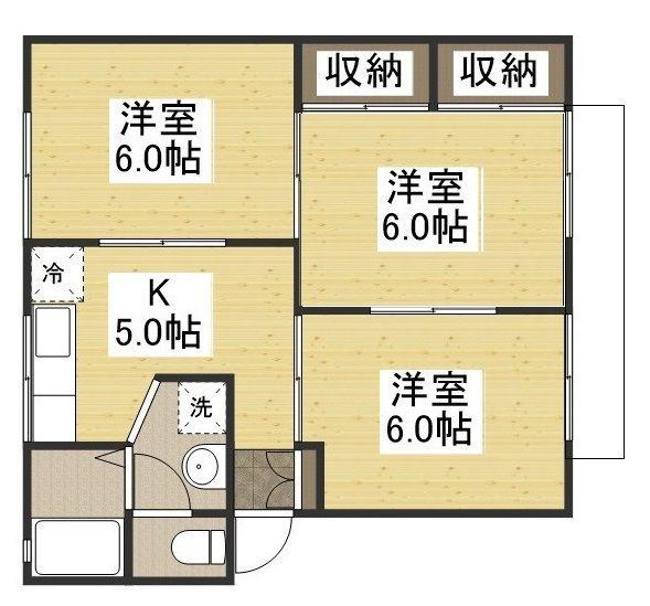 サンライズ(3K/2階)の間取り写真