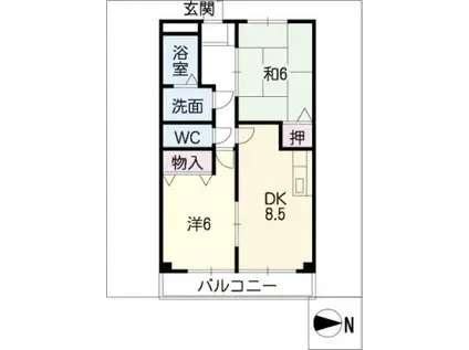 クレセントコートノア(2DK/2階)の間取り写真