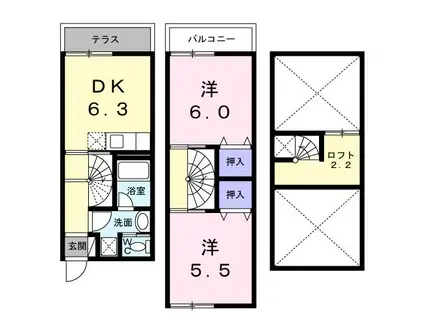 AGREEABLE大栄(2DK/1階)の間取り写真