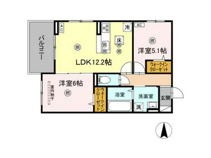 ル コンテ(2LDK/1階)の間取り写真