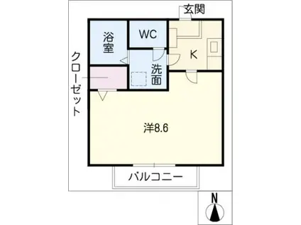 プリミエールI・J(1K/2階)の間取り写真