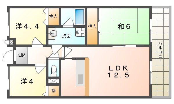 エコーハイツ(3LDK/1階)の間取り写真