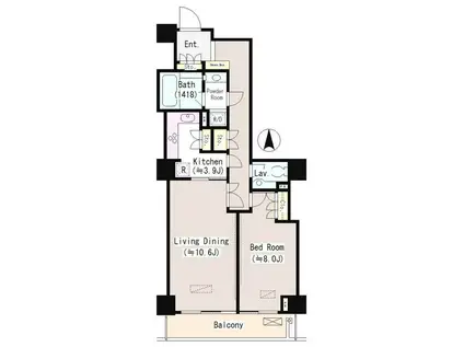 恵比寿ガーデンテラス弐番館(1LDK/8階)の間取り写真