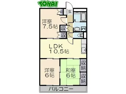 エスポワールMII(3LDK/4階)の間取り写真