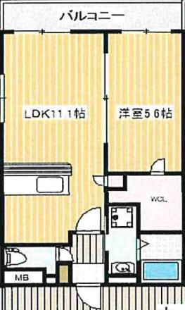 ソフィア21合川(1LDK/1階)の間取り写真