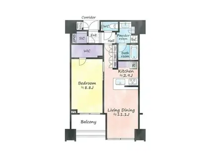 白金ザ・スカイ(1LDK/35階)の間取り写真