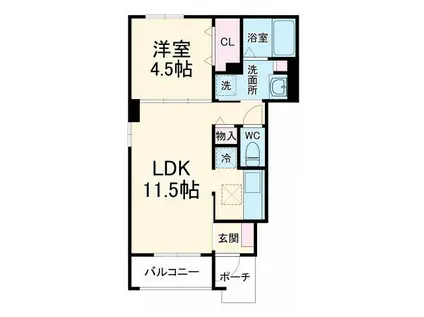 CHAMP DE FRAISES(1LDK/1階)の間取り写真