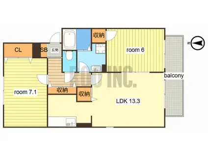 ウィンディーヒルズ(2LDK/1階)の間取り写真
