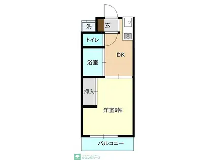 グリーンハイツ神蔵(1DK/2階)の間取り写真