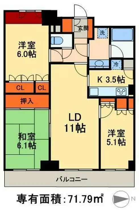 リーデンスタワー高層棟 15階階 間取り