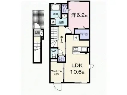 メゾンヒカリ(1LDK/2階)の間取り写真