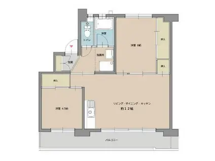 ビレッジハウス青山II1号棟(2LDK/5階)の間取り写真