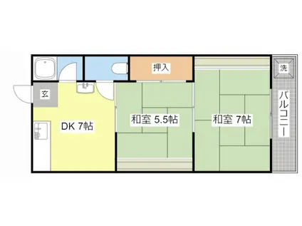 中村サニーハイツ第1(2DK/2階)の間取り写真