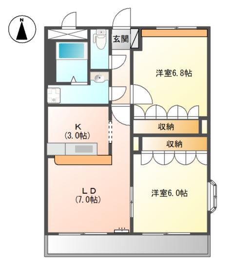グランディールM(2LDK/2階)の間取り写真