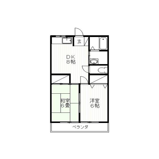 ひばりが丘マンションD棟(2DK/2階)の間取り写真