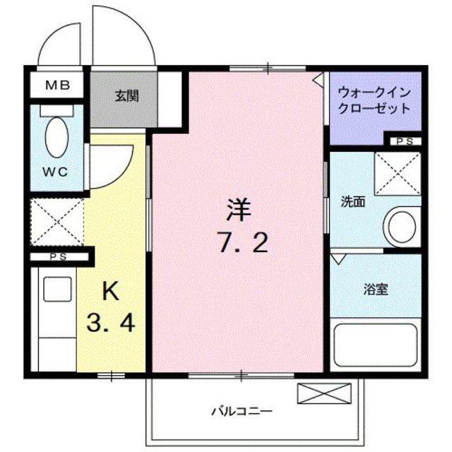 アクティーフ 西所沢(1K/2階)の間取り写真