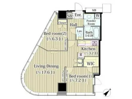 マイタワーレジデンス(2LDK/11階)の間取り写真