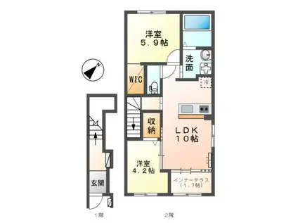 グランハイツN(2LDK/2階)の間取り写真
