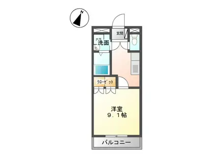 ヴィルコート(1K/1階)の間取り写真