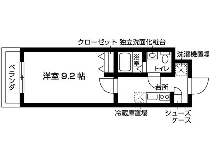 YMK伊勢原(1K/3階)の間取り写真