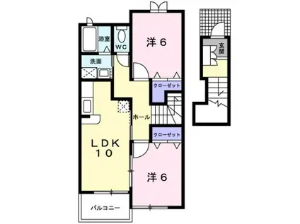 フェリシダ矢蔵 I(2LDK/2階)の間取り写真