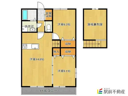 LADDER大川I(2LDK/2階)の間取り写真
