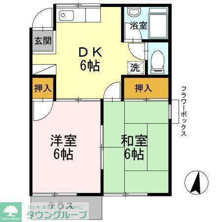 キャピタル高松台(2DK/2階)の間取り写真